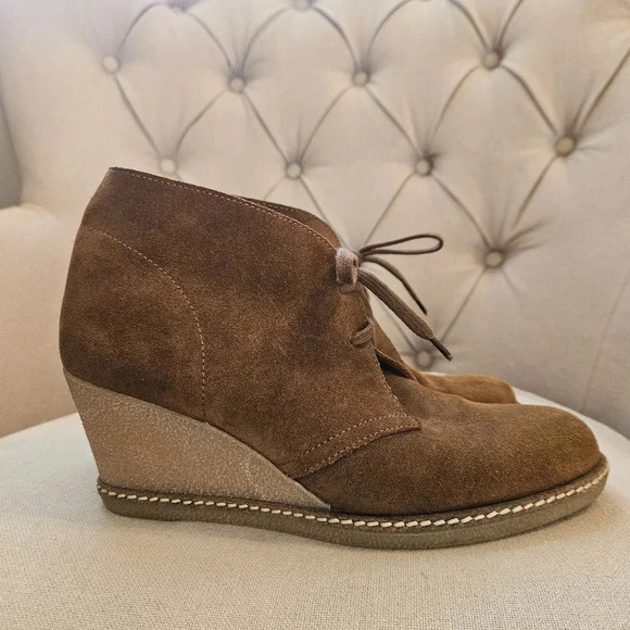 J. Crew MacAlister Brown Suede Leather Wedge Booties 9 - Picture 4 of 11